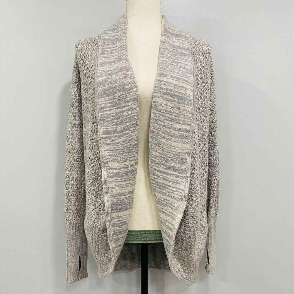 DAKINI S Womens Open Front Cable Knit Chunky Cardigan Grey Wool Heavy Athleisure